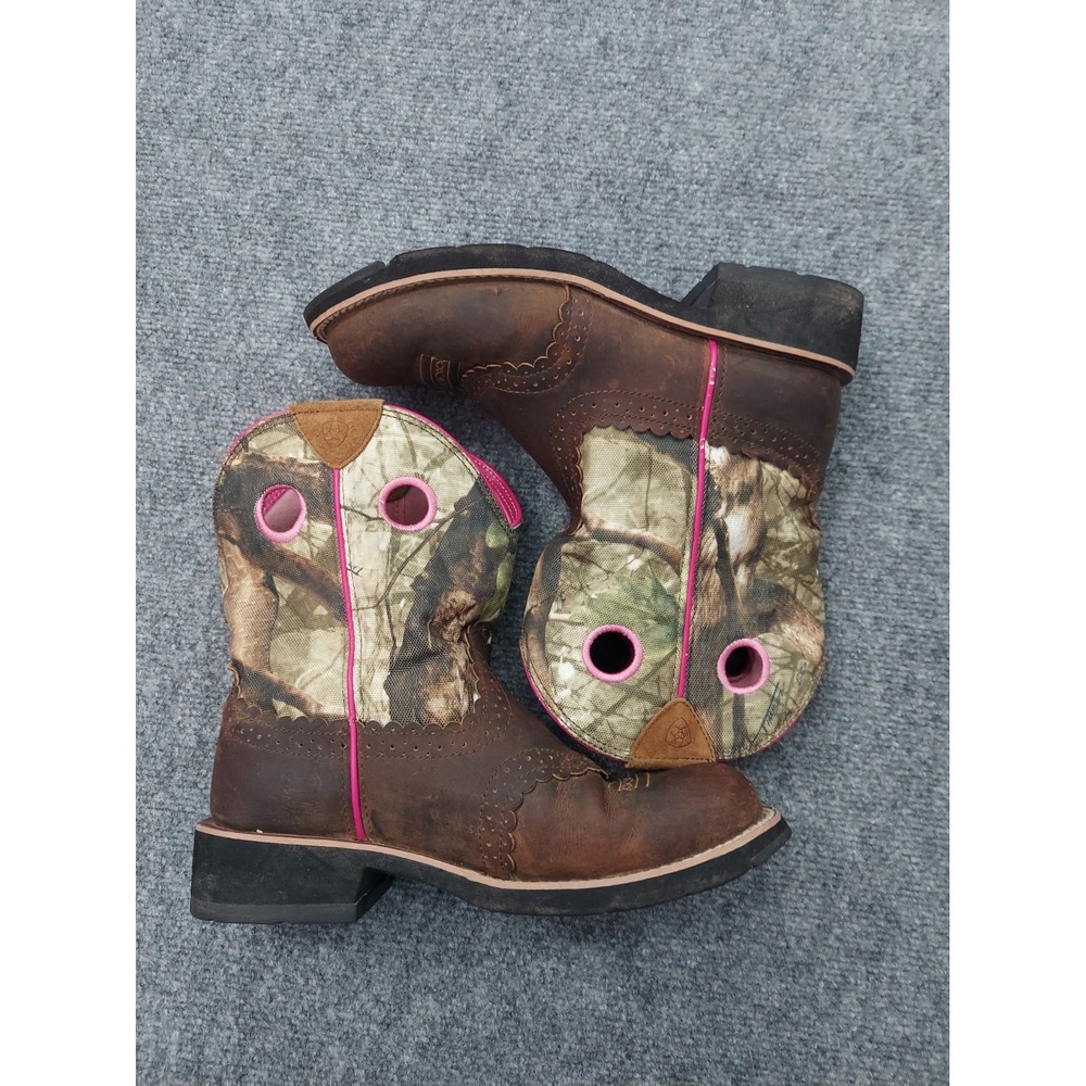ARIAT Fatbaby Western Boots Womens 8.5B Brown Camo Pink Roper Cowgirl Festival - Picture 9 of 14